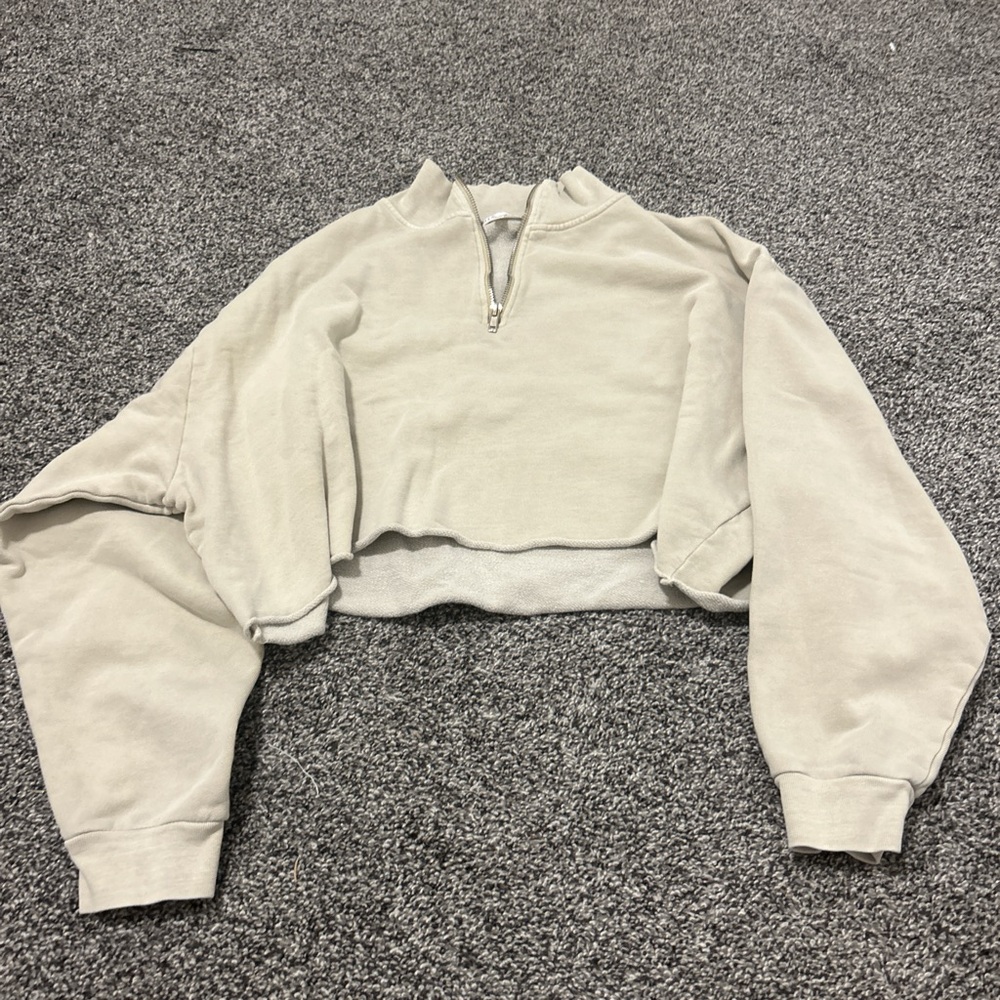 Cropped tan quarter zip